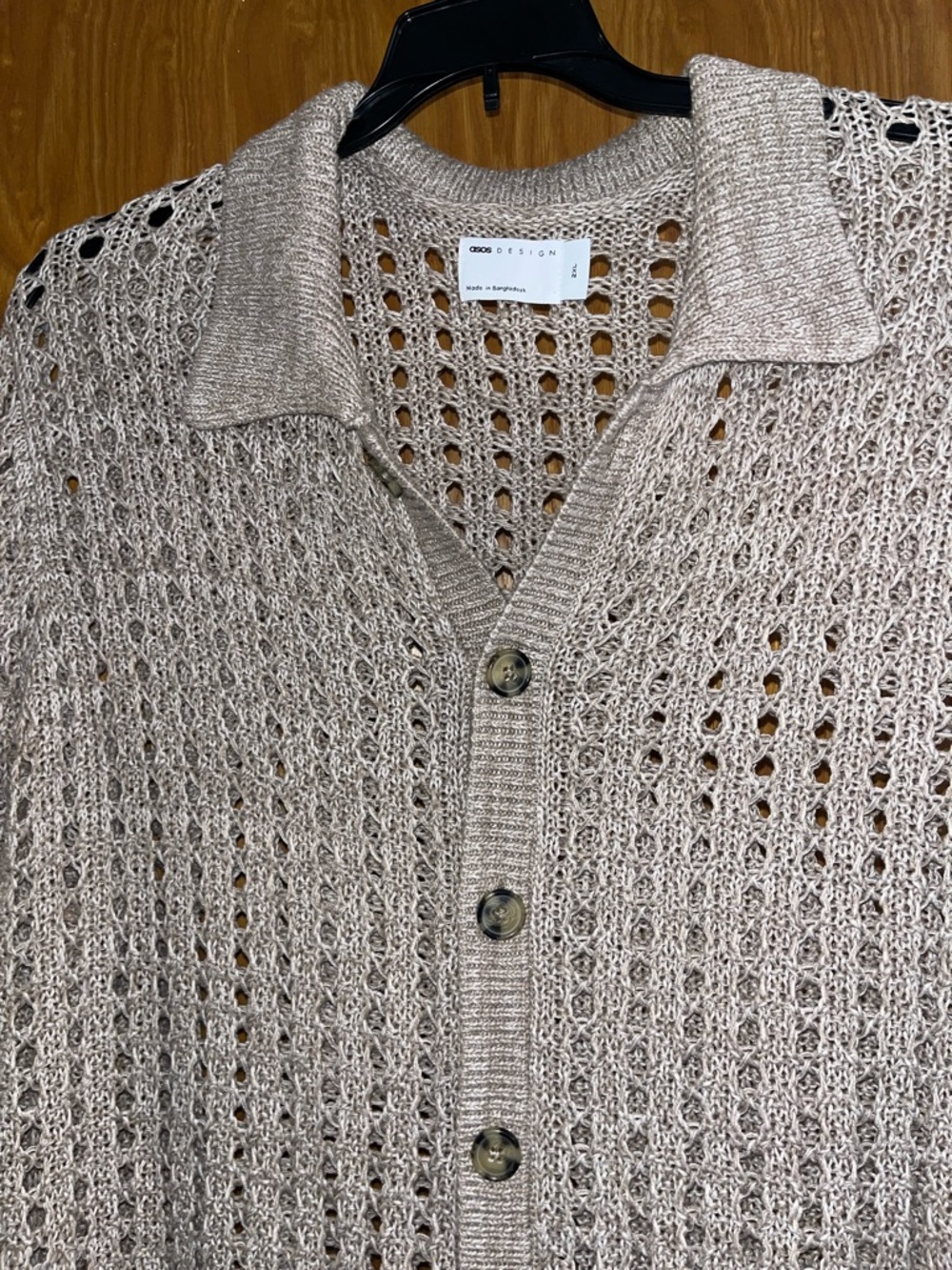 ASOS Taupe Open-Knit Short Sleeve Cardigan - Picture 6 of 10